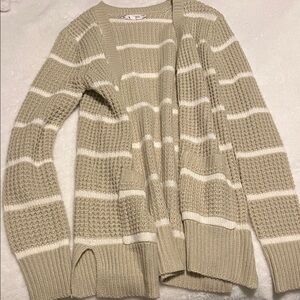 Pink Rose Cream Striped Cardigan